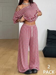 Coolane Plus Size Co-Ords - Red and White - View 1