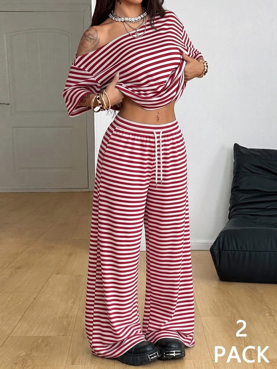 Coolane Plus Size Co-Ords - Red and White - View 1