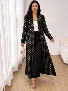 SHEIN Lady Setelan 2 Potong Jaket dan Celana Motif Foil Fashion Musim Gugur Wanita - Hitam - View 6