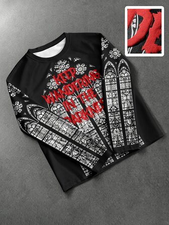 Street Life Men's Letter Print Casual Long Sleeve T-Shirt For Daily Wear