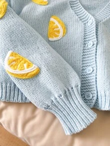Story & Sage Women's 3D Lemon Decor Casual Versatile Daily Wear Cardigan - Multicolor - View 5