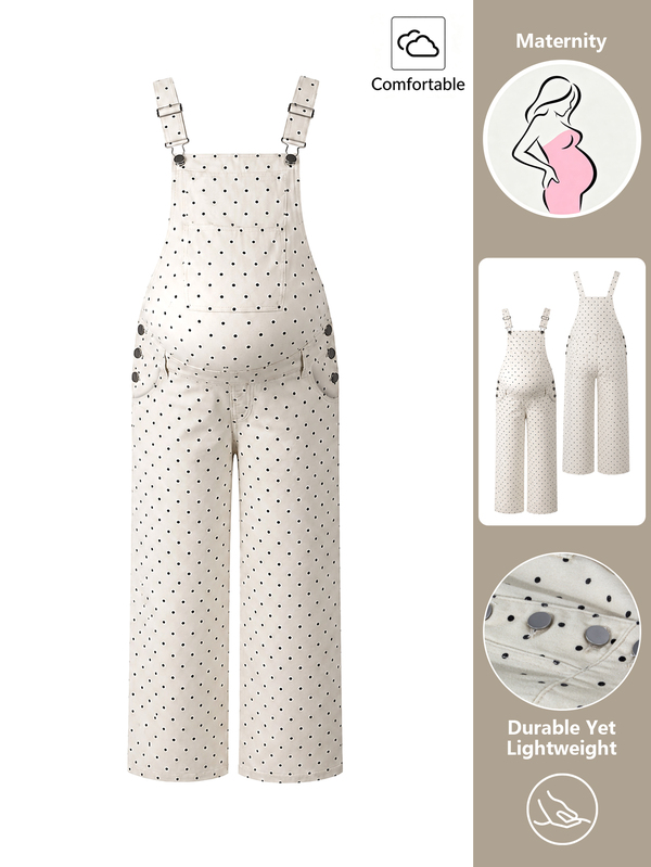 SHEIN Maternity Polka Dot Fashion Denim Overalls