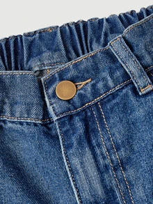 EMERY ROSE Quần jeans ống cong giặt mài phong cách thường ngày size lớn - Màu xanh lam - Xem 8
