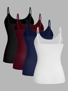 Solflare 4 piezas Top de tirantes cuello redondo liso talla grande - Multicolor - Ver 2