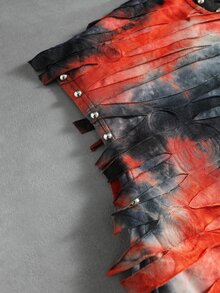 ROMWE MEN Street Life Men's Tie-Dye Rivet Decor Casual Versatile Daily Wear Top - Orange - View 4