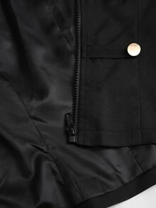 Sweetra Slim Fit Elegant Preppy Versatile Metal Button Napoleon Style Blazer And Shorts Set Office Black And Gold Summer - Black - View 8