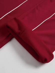 SHEIN 青少年男孩休閒舒適百搭拼色腰部直筒長褲 - 紅色 - 查看 6
