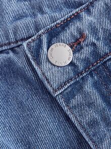 SHEIN MOD بنطلون جينز أزرق مستقيم الساق بتصميم ممزق ضيق كاجوال مقاس كبير - أزرق متوسط - مشاهدة 3