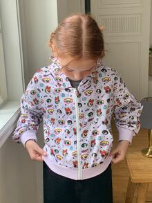 THE POWERPUFF GIRLS X DAZY Tween Girl All-Over Print Hooded Zip-Up Casual Daily Long Sleeve Sweatshirt Fall - Purple - View 5