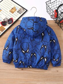 SHEIN 1件男童星星圖案長袖保暖內裡連帽外套 - 寶藍色 - 查看 2