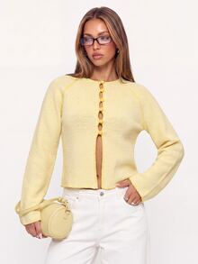Avantive Sweater Kasual Wanita Warna Polos, Musim Gugur - Kuning - View 7
