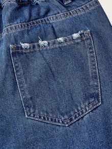 EMERY ROSE Quần jeans ống cong giặt mài phong cách thường ngày size lớn - Màu xanh lam - Xem 9