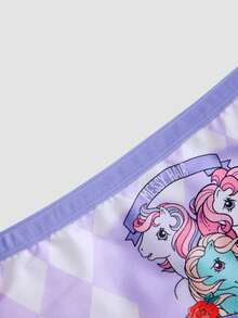 Chillnights My Little Pony X SHEIN 3pcs Cartoon Print Lace Patchwork Triangle Panties Set - Multicolor - View 3