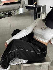 Dazy Plus Casual Loose Long Pants, Black, Spring/Autumn New Style - Black - View 2
