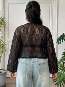 SHEIN EZwear 大碼女士上衣 - 黑色 - 查看 2