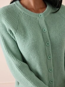 Lilora Women's Autumn/Winter Fashion Versatile Elegant Open-Front Cardigan Sweater, Suitable For Daily Commute, Casual Outings - Green - View 8