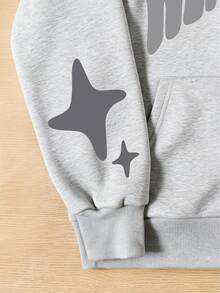 SHEIN Coolqubz 青少年男孩連帽街頭風 Y2K 字母印花萬聖節運動衫 - 灰色 - 查看 6