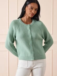 Lilora Women's Autumn/Winter Fashion Versatile Elegant Open-Front Cardigan Sweater, Suitable For Daily Commute, Casual Outings - Green - View 3