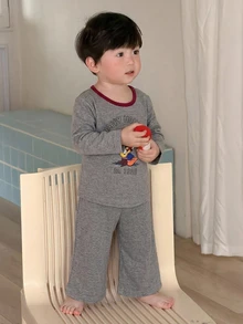 DAZY 嬰兒/幼兒（男童）圓領卡通背心與長褲 2 件套居家服 - 淺灰色 - 查看 4