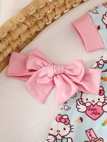 HELLO KITTY AND FRIENDS | SHEIN 新生兒嬰兒睡衣卡通滿版印花長袖連身衣 1件套居家休閒服 - 淺藍色 - 查看 3