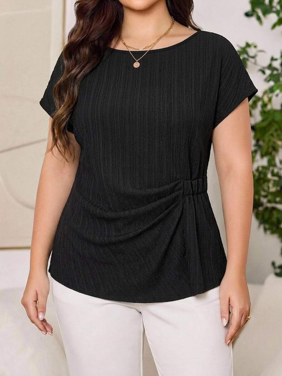Reflora Plus Size Blouses - Black - View 1