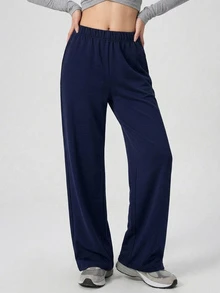 DAZY Celana Olahraga Wanita Motif Bintang Model Lurus untuk Musim Gugur - Navy Blue - View 2