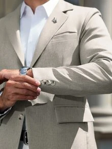 Manfinity Mode Men's Solid Color Notch Lapel Casual Commuter Blazer - Light Grey - View 8