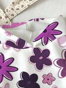 Tween Girl Floral Print Kids Thermal Lined Hooded Autumn Sweatshirt - Multicolor - View 3