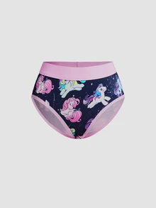 Chillnights My Little Pony X SHEIN Set Lingerie Camisole Motif Unicorn Pelangi 4 Potong - MultiWarna - View 9