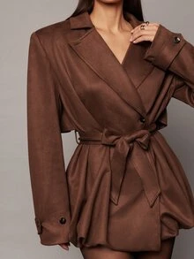 Silquee Women's Solid Color Casual Versatile Daily Wear Long Sleeve Jacket - Brown - View 8
