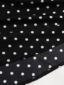 Sweetra Sexy Sweet Polka Dot Print Drape Versatile Umbrella Hem Skirt - Black and White - View 7