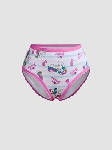 Chillnights My Little Pony X SHEIN 3pcs Cartoon Print Lace Patchwork Triangle Panties Set - Multicolor - View 10