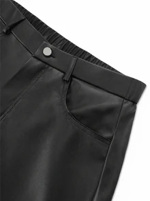 PAVTROS Men's Fashion Spider Web Embroidery Patchwork Long Pants - Black - View 4