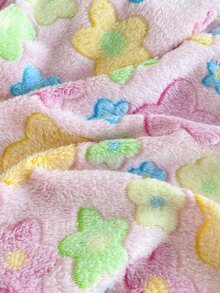 SHEIN Baby Girl Toddler Fuzzy Jumpsuit Cute Funny Pink Colorful 3D Ears Floral Long Sleeve Hooded Thick Birthday Winter Halloween Autumn Zipper - Multicolor - View 9