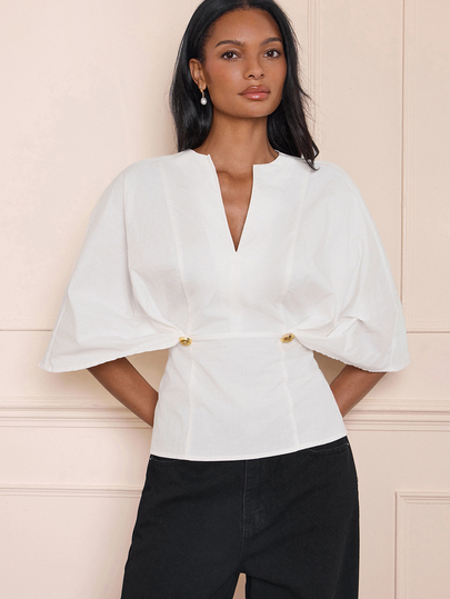 Lilora Atasan Wanita Premium Elegan dari Katun Murni dengan Desain Mengencangkan Pinggang, Blus Elegan Serbaguna Kelas Atas, Cocok untuk Perjalanan Sehari-hari, Jalan-jalan Santai, Pertemuan, Kencan, Pesta, Rekreasi, Liburan, Musim Gugur, Musim Dingin, Perjalanan Liburan