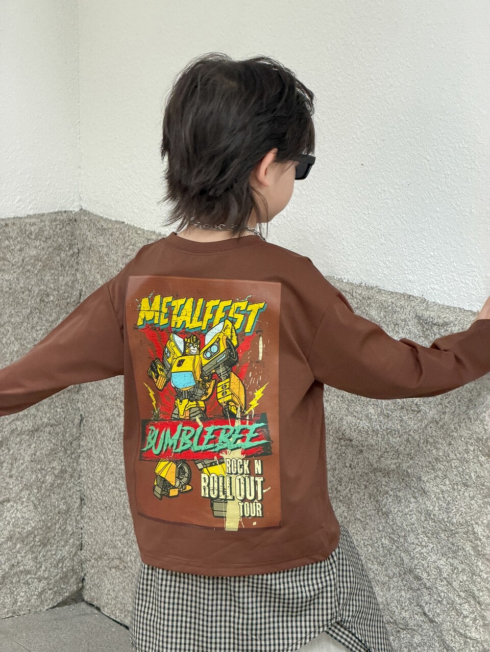Young Boy Cartoon Print Crew Neck Loose Fit Long Sleeve T-Shirt, Autumn
