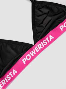 Chillnights Young Sports Slogan Colorblock Women's Lingerie Set - Black - View 3