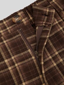 Sweetra Plus Size Brown Plaid High Waist Wide Leg Shorts With Vintage Preppy Style Brown Bermuda Shorts - Multicolor - View 7