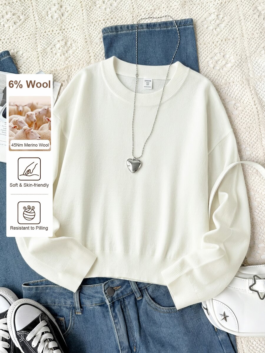 SHEIN Genkimix Kids 時尚休閒甜美櫻桃圖案女童套頭毛衣 - 米色 - 查看 1