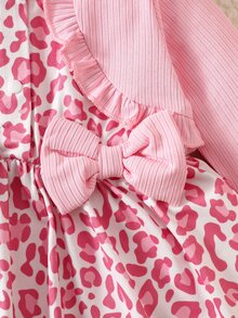 SHEIN 2件裝時尚豹紋嬰兒洋裝 - 淺粉色 - 查看 7