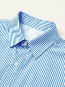 Manfinity EMRG 男士夏季休閒條紋襯衫短褲套裝 - 彩色 - 查看 3