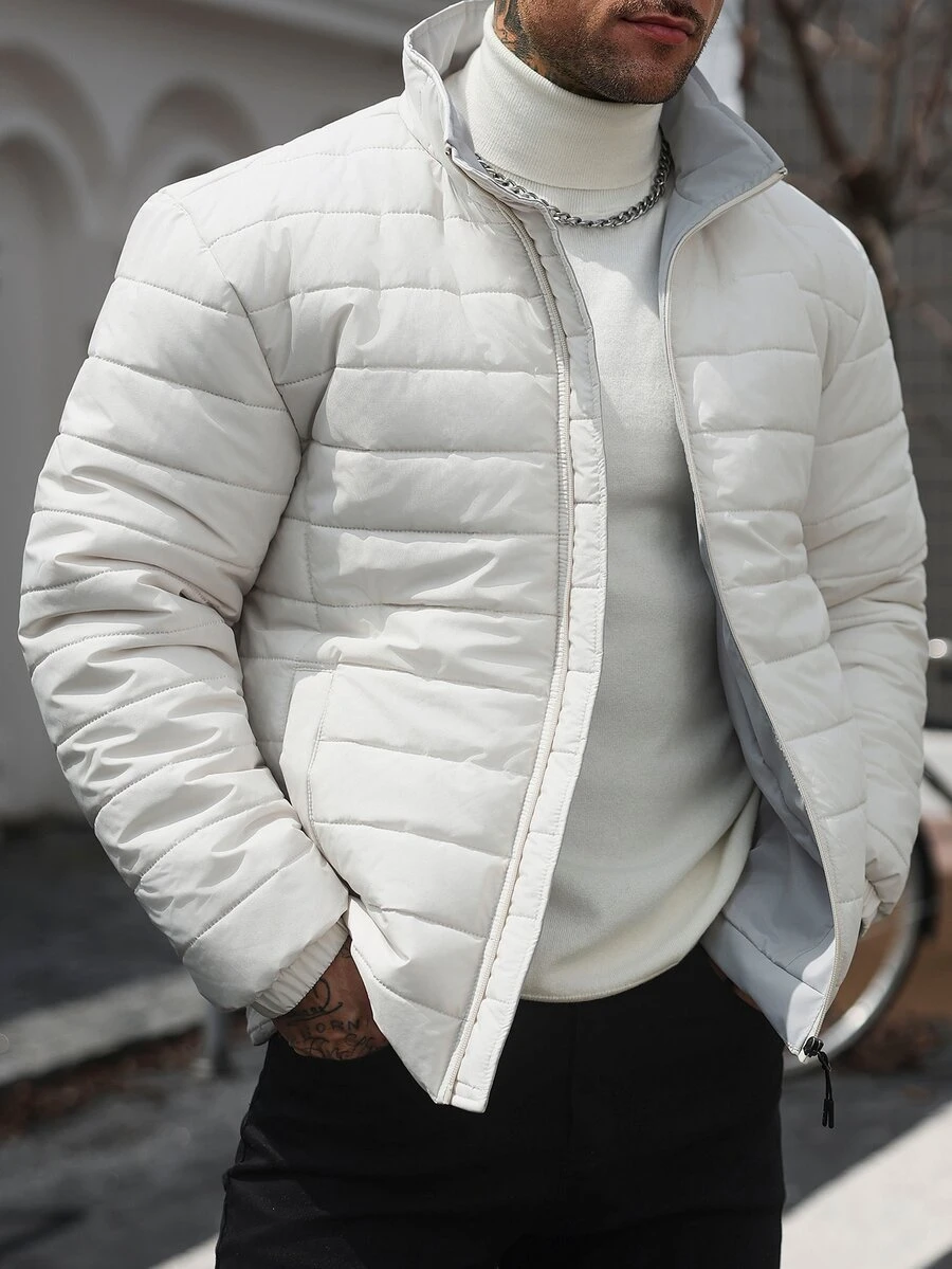 Manfinity CasualCool Men's Winter Outdoor White Coat, Puffer - Beige - View 1
