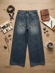 Dazy Plus Full Rhinestone Korean Style Shiny Distressed Versatile Heavy-Duty Spring/Autumn Jeans - Dusty Blue - View 7