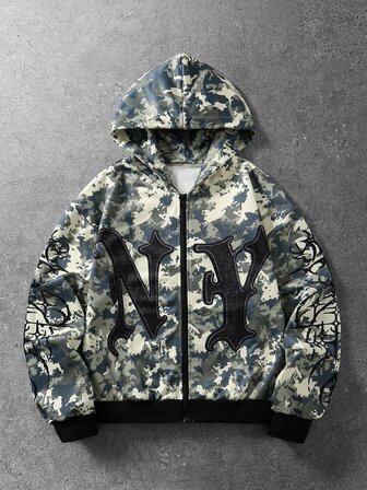 Sweat-shirt à capuche décontracté pour homme avec imprimé lettres, manches longues, pour tous les jours