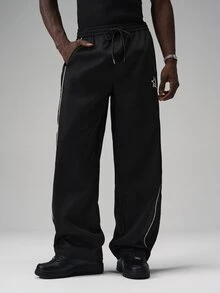 STYNVO Men's Colorblock Striped Straight Leg Sweatpants - Black - View 4