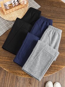 SHEIN 兒童 3 件組 小男孩休閒可愛日常舒適經典黑白灰寬鬆直筒運動衫 - 彩色 - 查看 5