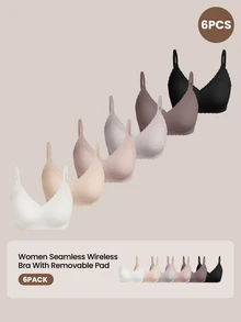 Barelissa 6pcs/Set Bra Perekat Jelly Tanpa Jahitan dengan Tepi Bergelombang Minimalis - MultiWarna - View 1