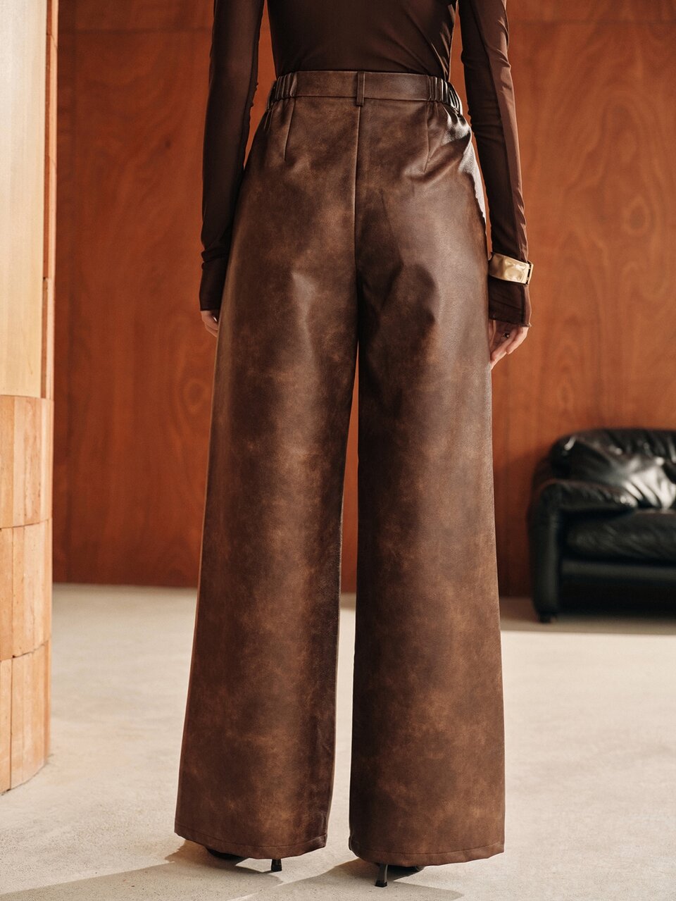 Women's Vintage Street Style Distressed Pleated Wide Leg Long Pants, Summer/Autumn