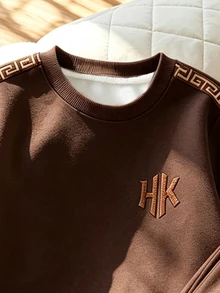 Setelan 2 Potong Sweatshirt Lengan Panjang Kerah Bulat Nyaman untuk Anak Laki-Laki, Gaya Minimalis dengan Slogan Bahasa Inggris, Cocok untuk Musim Gugur/Musim Dingin/Musim Semi, Mudah dan Nyaman, Sempurna untuk Kembali ke Sekolah, Pesta, Piknik di Luar Ruangan, Fotografi Jalanan, Kampus, Liburan, Hadiah - MultiWarna - View 5