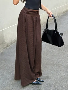 Firerie Women's Fashion Commuter Wide Leg Long Pants - Brown - View 3